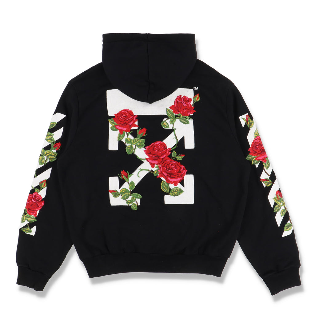 Off-White Black Rose Embroidered arrows Zipped Hoodie