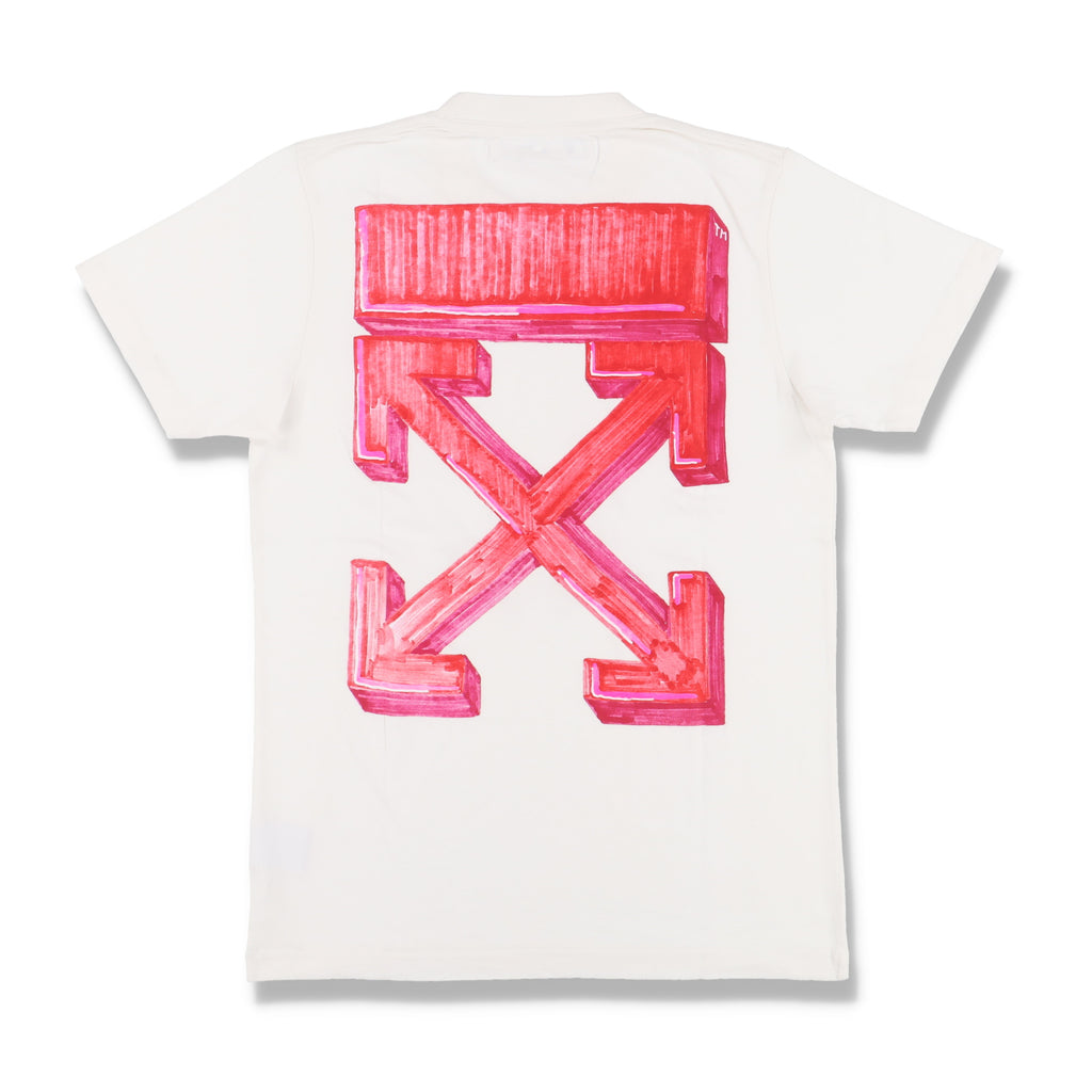 Off-White White and Pink Marker Arrows T-Shirt