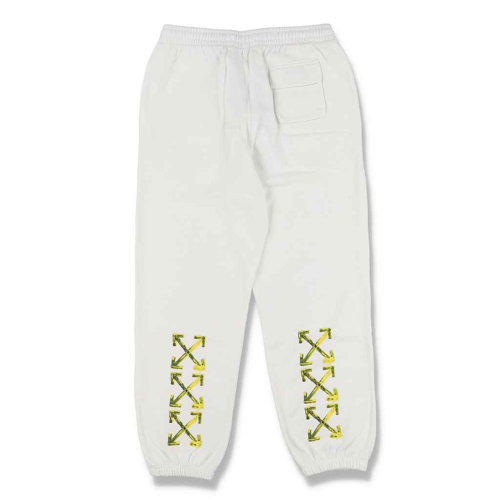 Off-White White and Yellow Acrylic Arrows Sweatpants