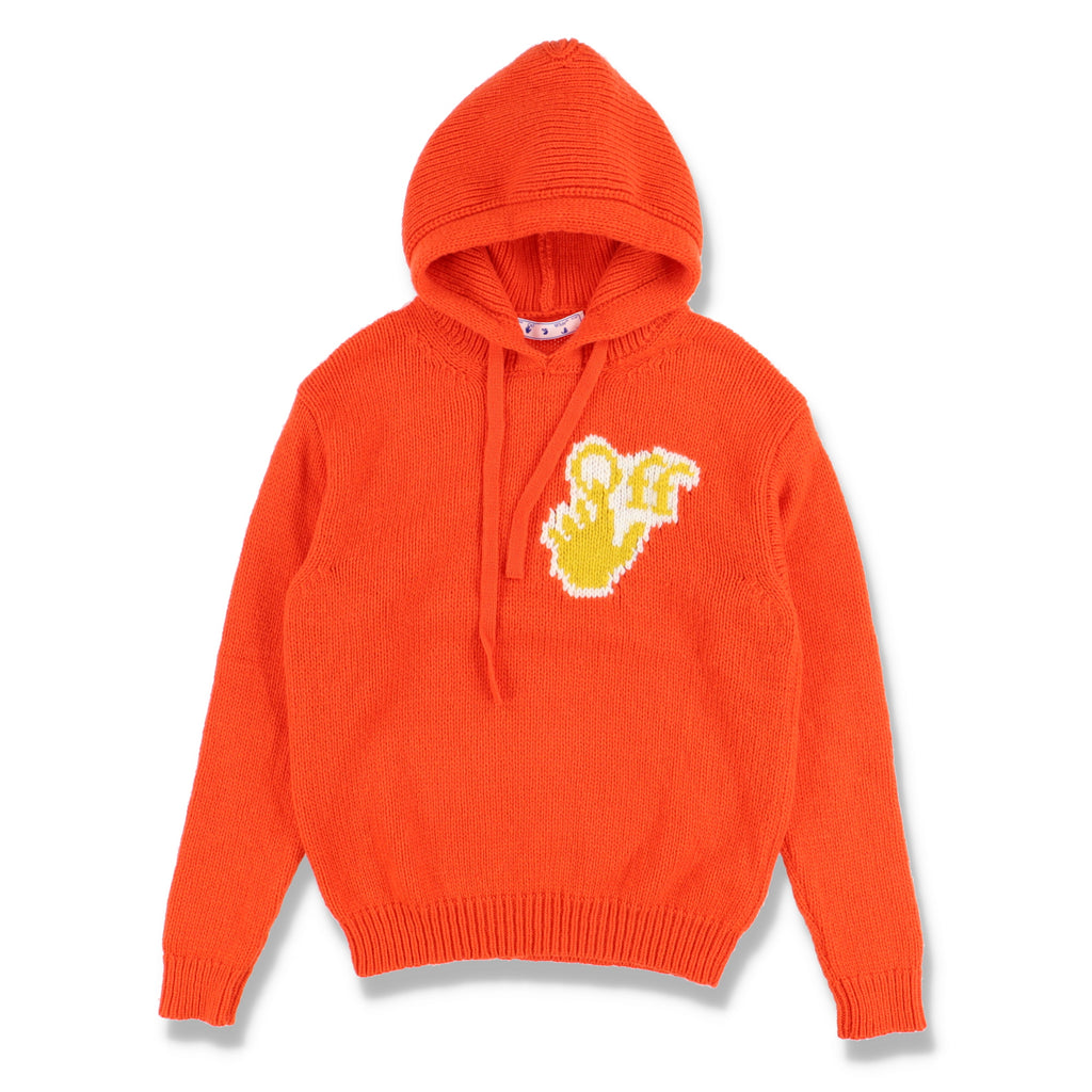 Off-White Orange Off Hand Intarsia Knit Logo Hoodie
