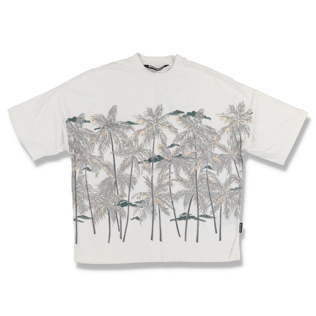 Palm Angels White Palm Trees Print Oversized T-Shirt