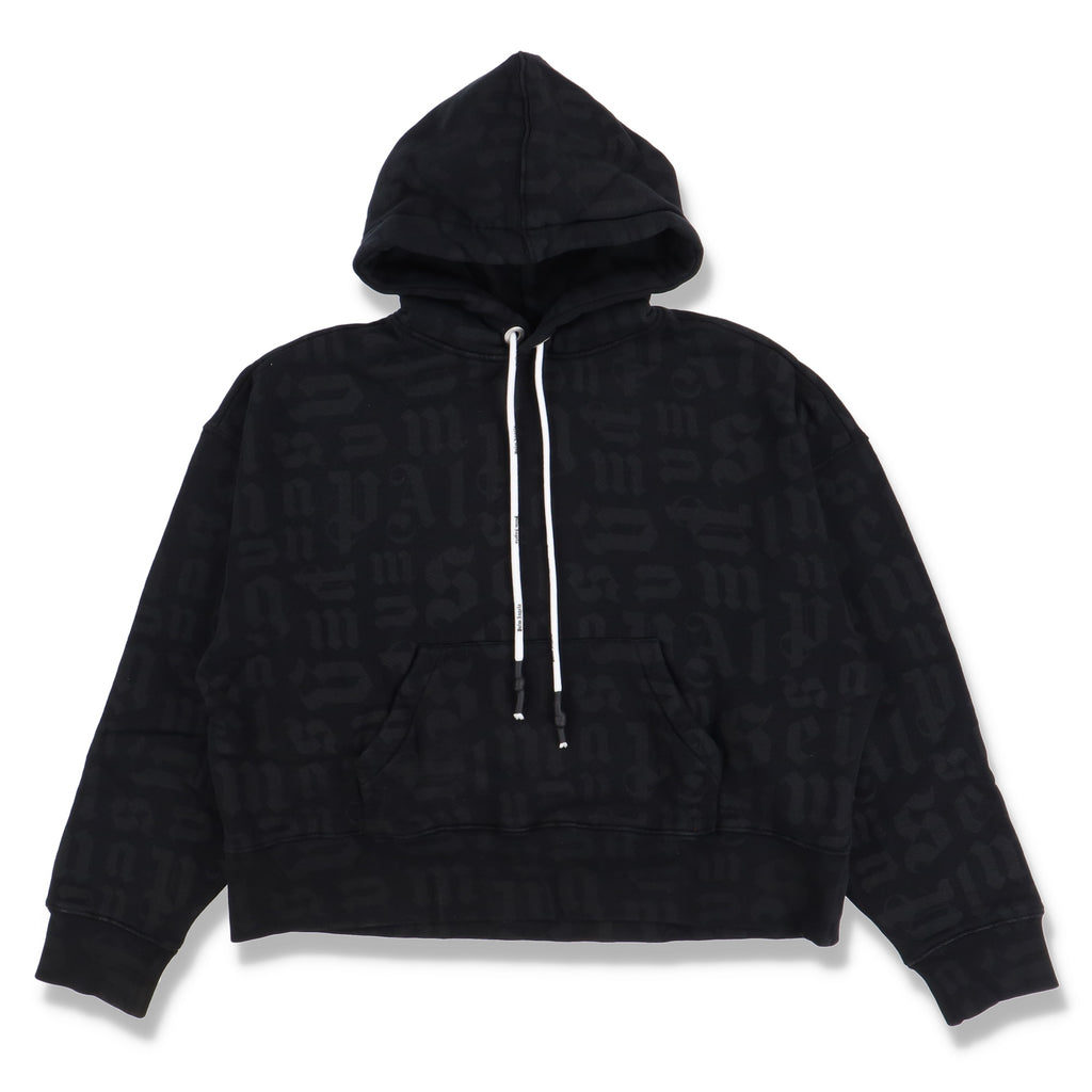 Palm Angels Black All Over Logo Oversized Hoodie