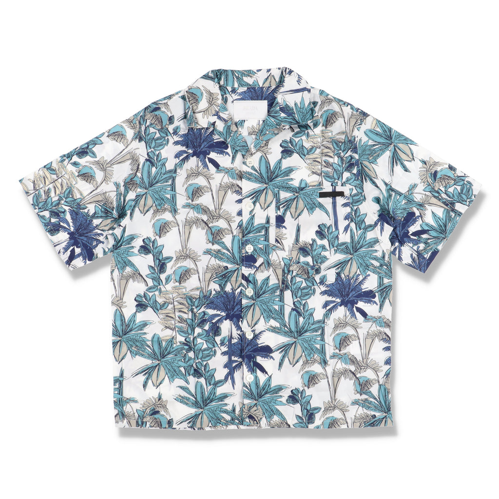 Prada Blue Palms Print Hawaiian Shirt