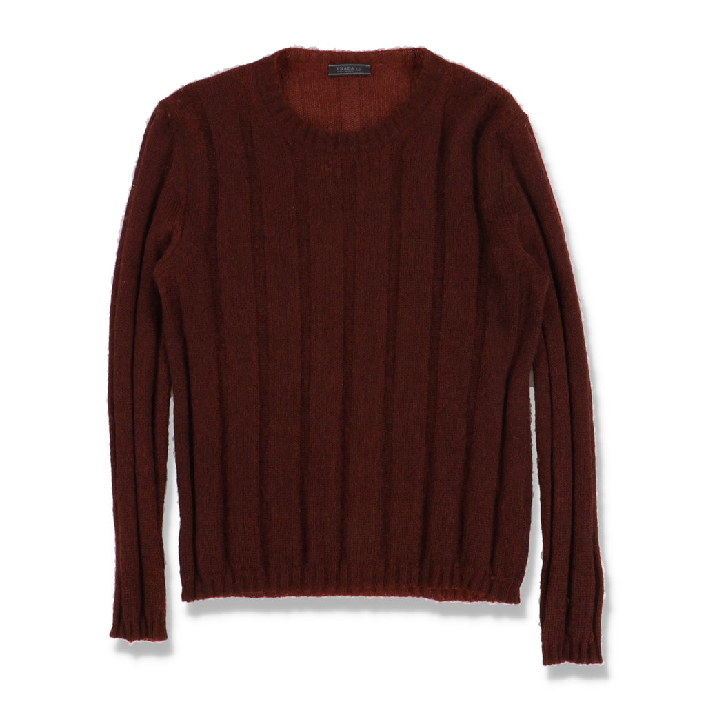 Prada Burgundy Ribbed Mohair Blend Sweater