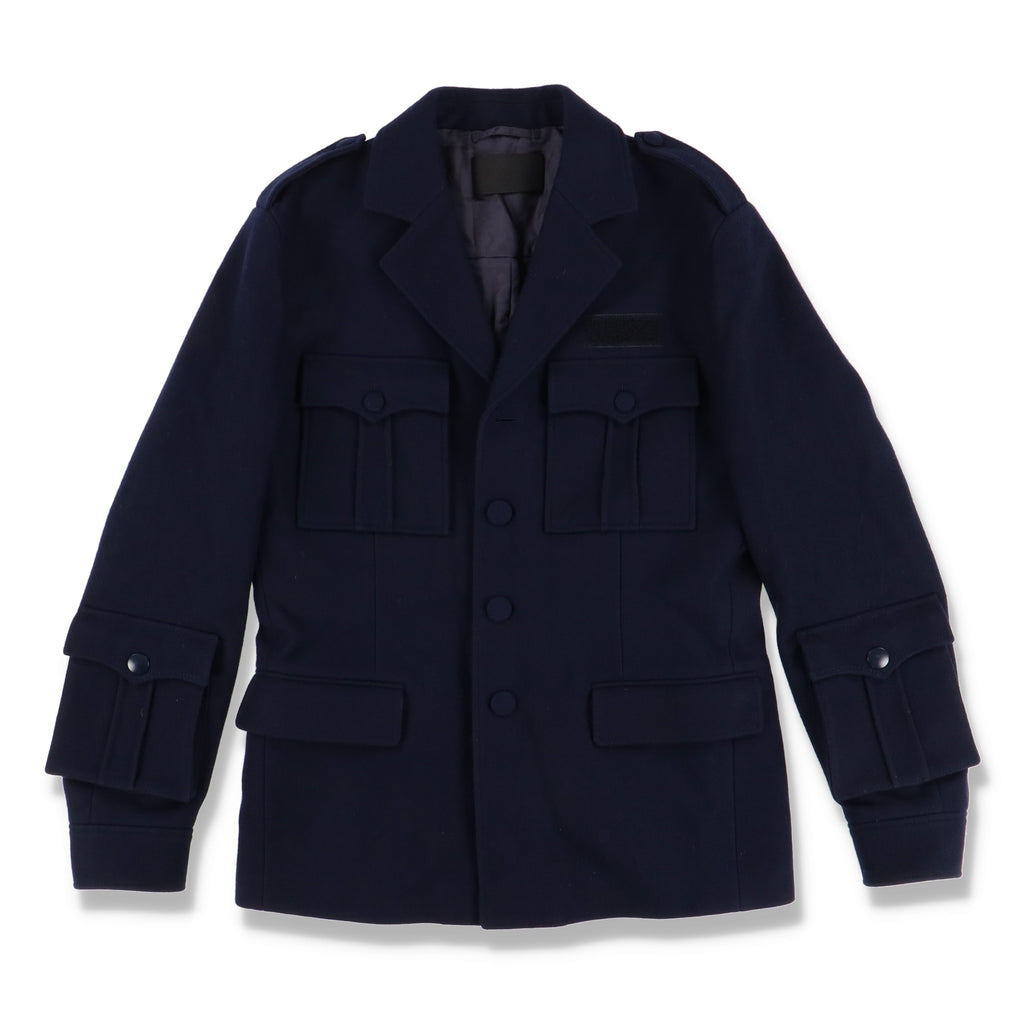 Prada Navy Multi Pocket Military Wool Jacket