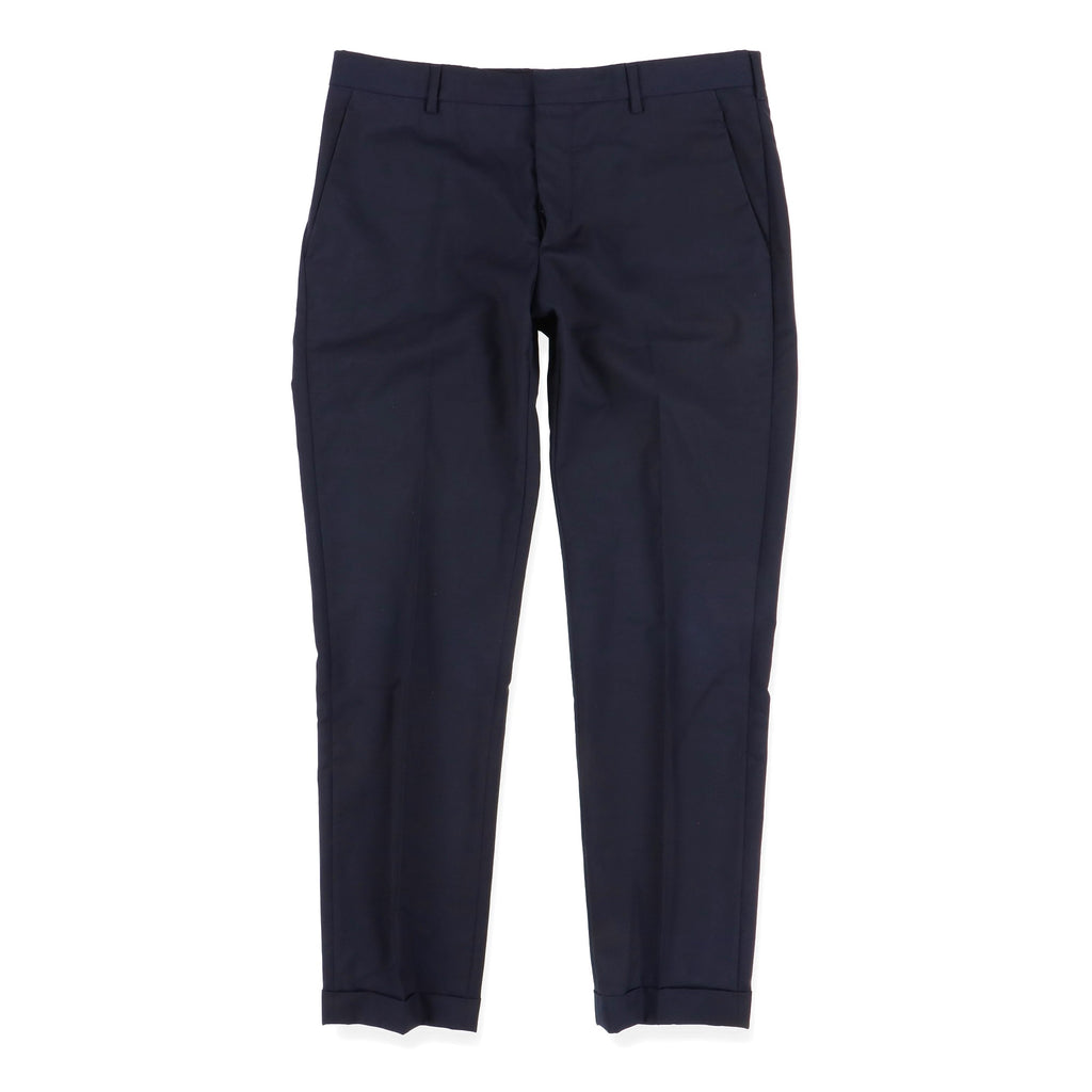 Prada Navy Wool And Mohair Slim Trousers
