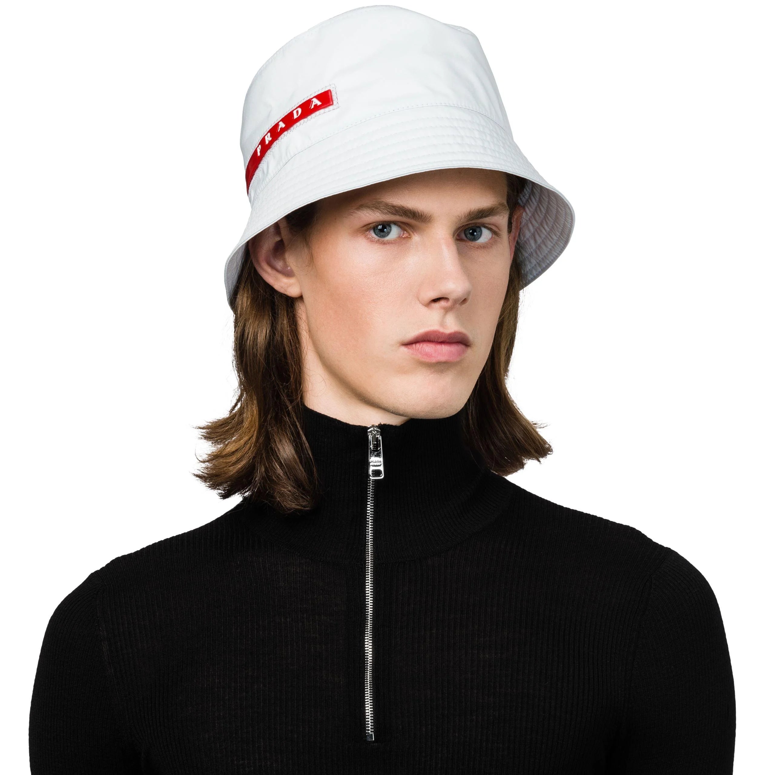 Prada White Linea Rossa Bucket Hat Balewink