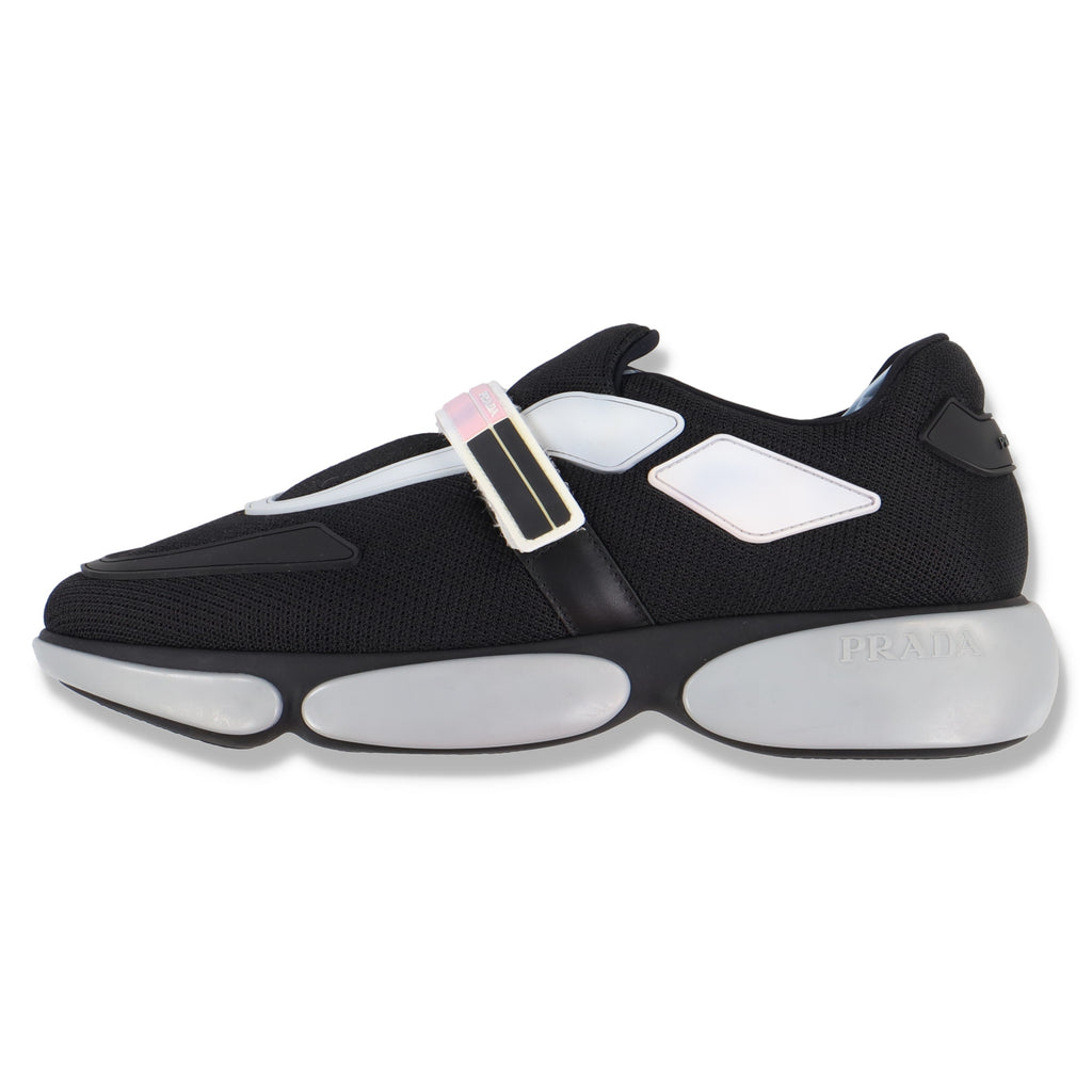 Prada Black and Pink Strap Knit Cloudbust Sneakers