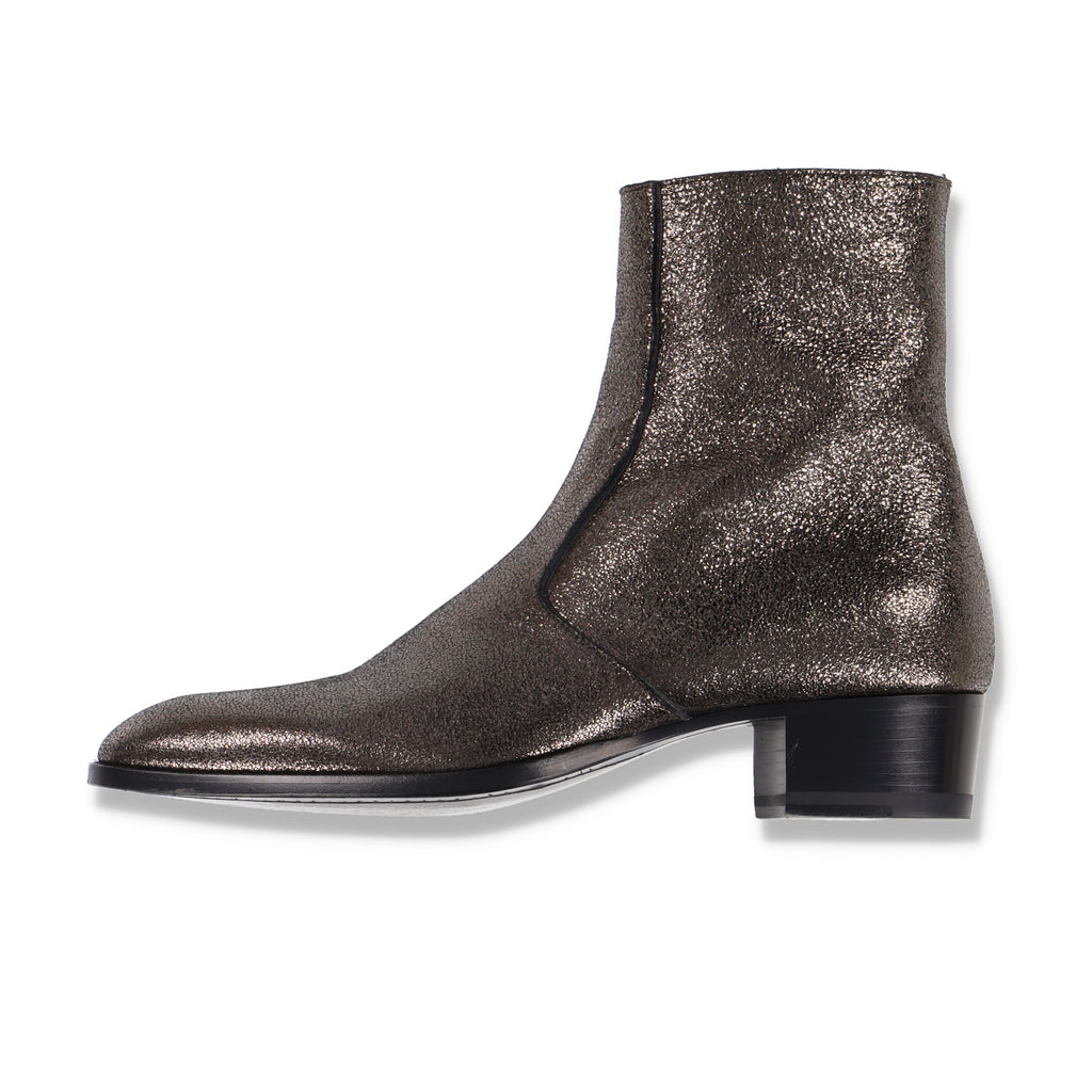 Saint Laurent Paris Evora Gunmetal Metallic Wyatt 40 Boots