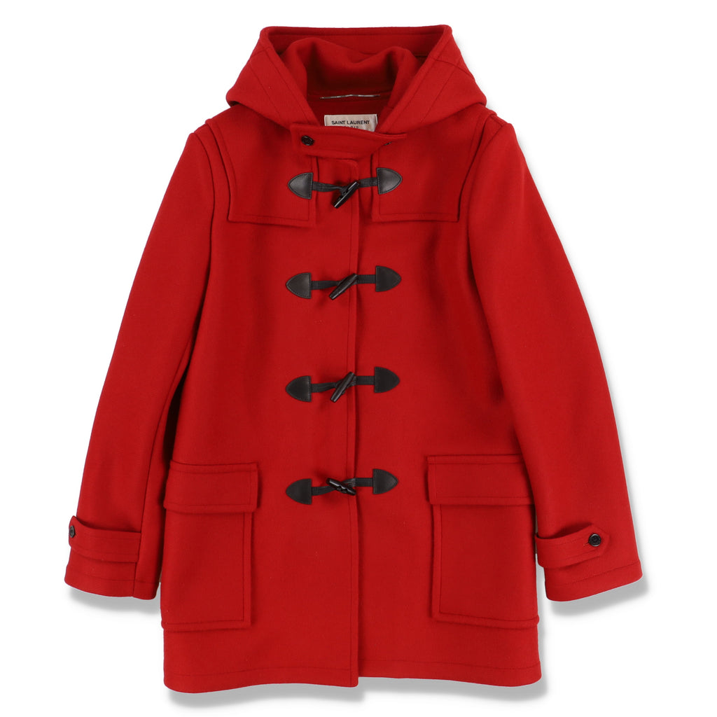 Saint Laurent Paris Red Wool Hooded Duffle Coat