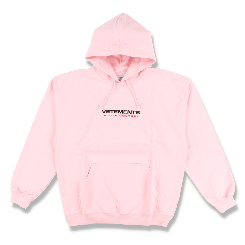 Vetements Pink Haute Couture Embroidered Logo Hoodie