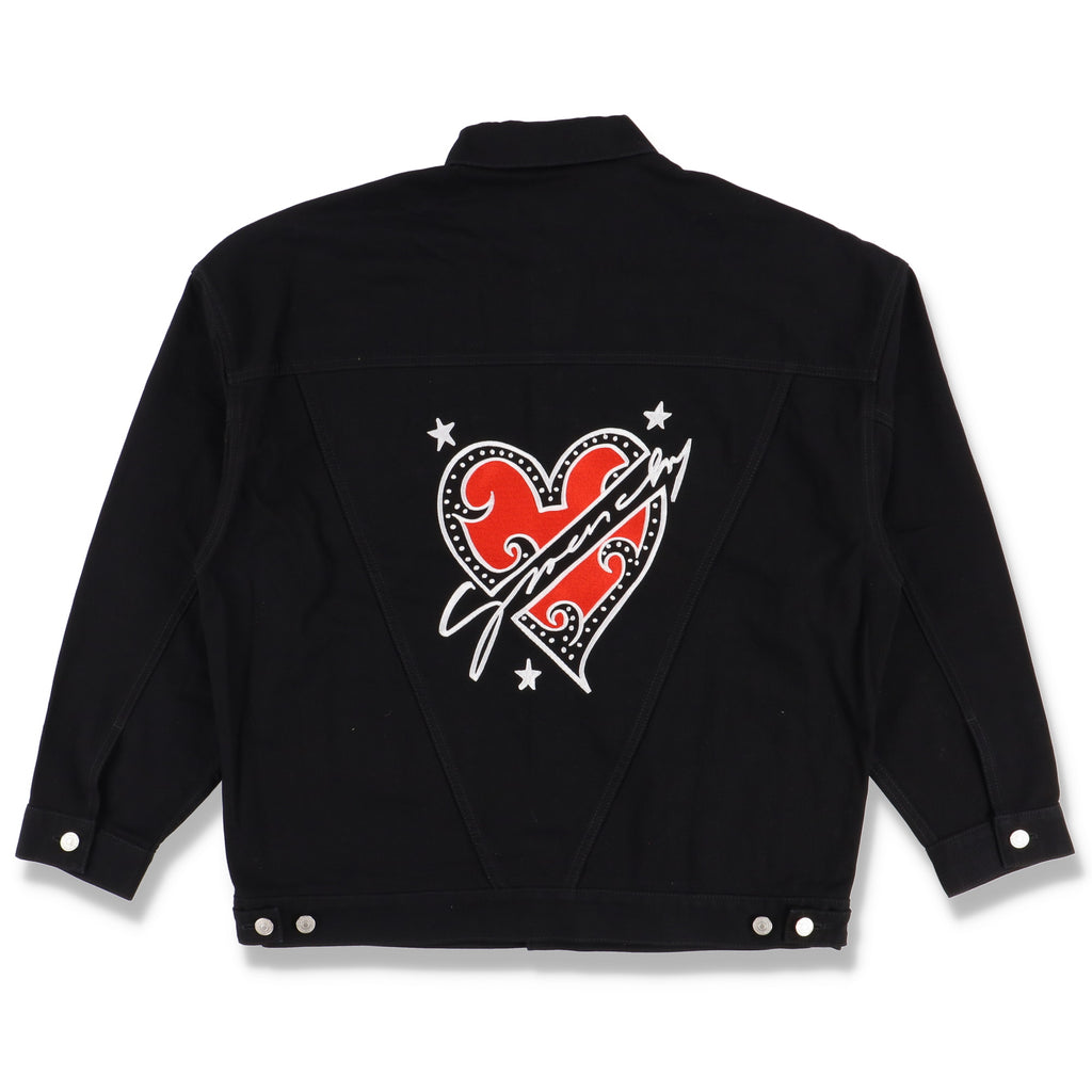 Givenchy 1 of 1 Black Love Heart Logo Oversized Denim Jacket