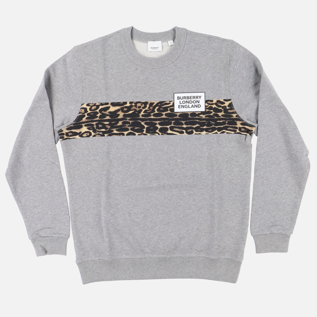 Burberry Grey Leopard Stripe Logo Sweatshirt