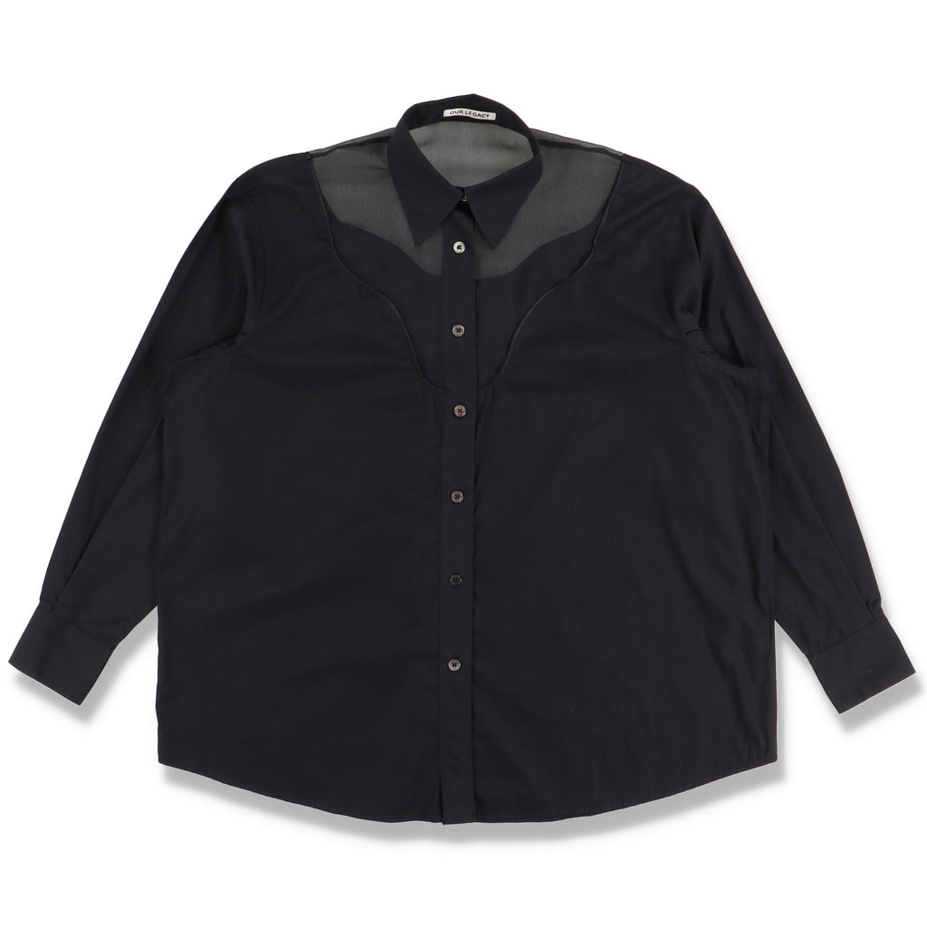 Our Legacy Black Symbiont Silk Panel Poplin Lend Shirt