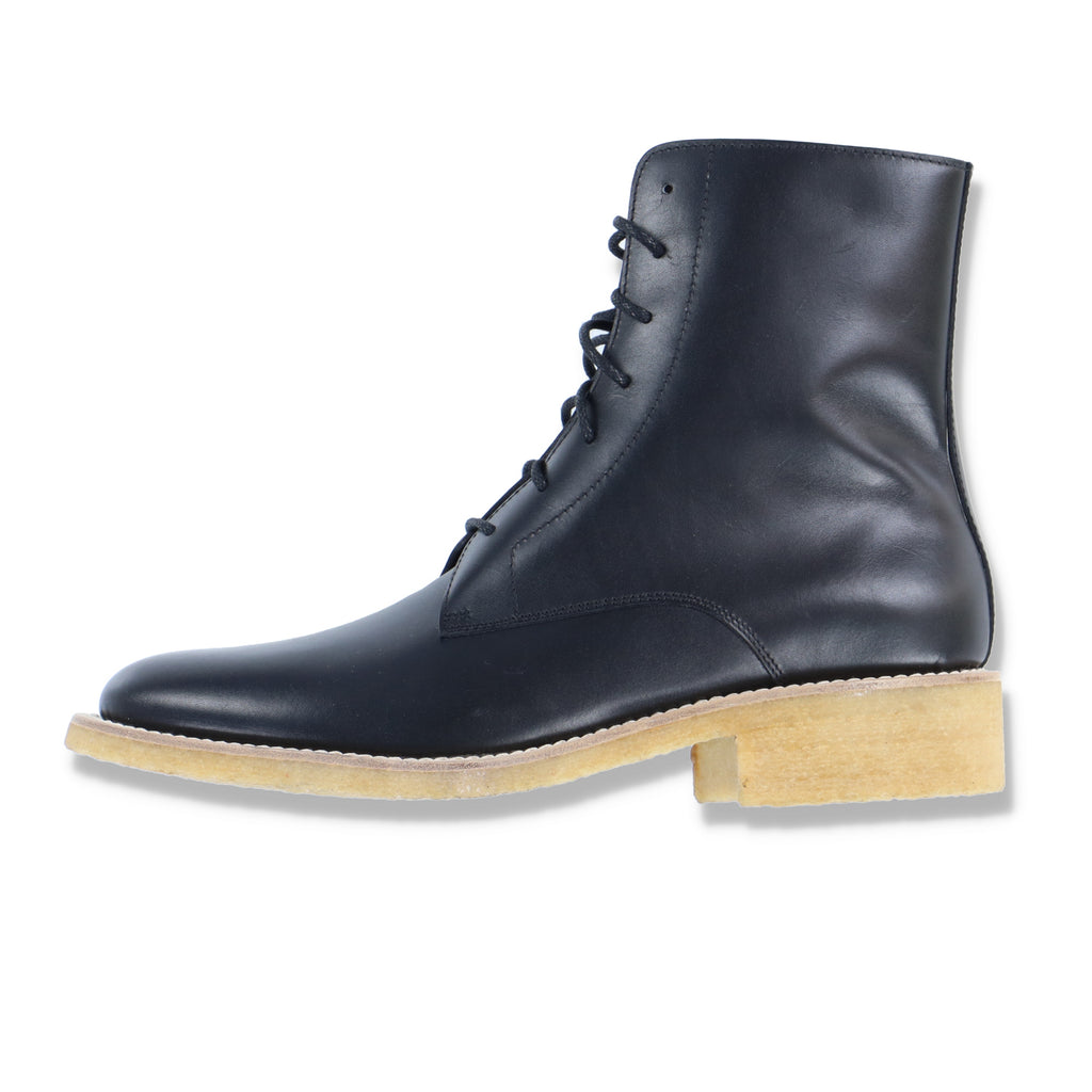 Amiri Black Leather Contrast Crepe Sole Combat Boots
