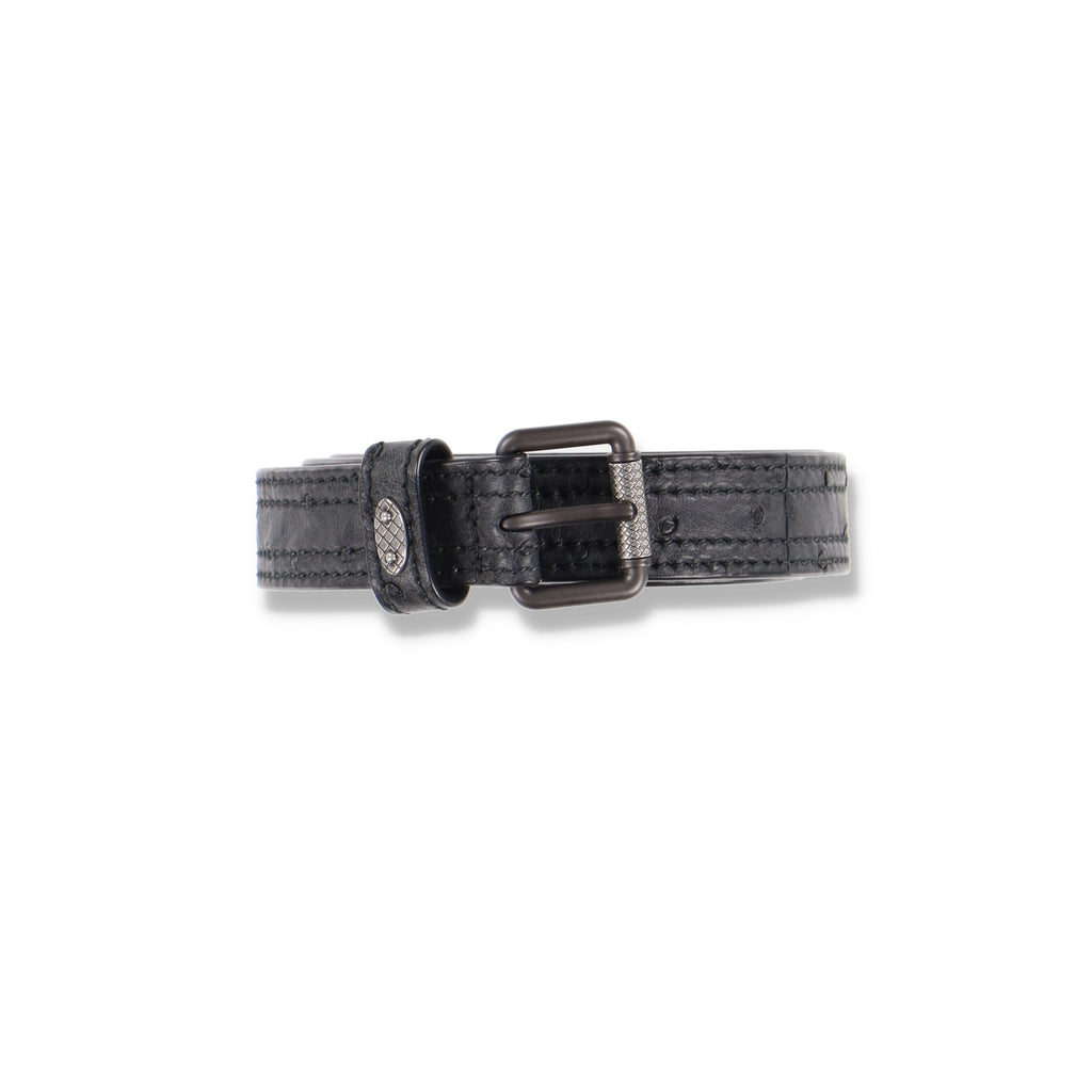 Bottega Veneta Grey Ostrich Leather Rugged Belt