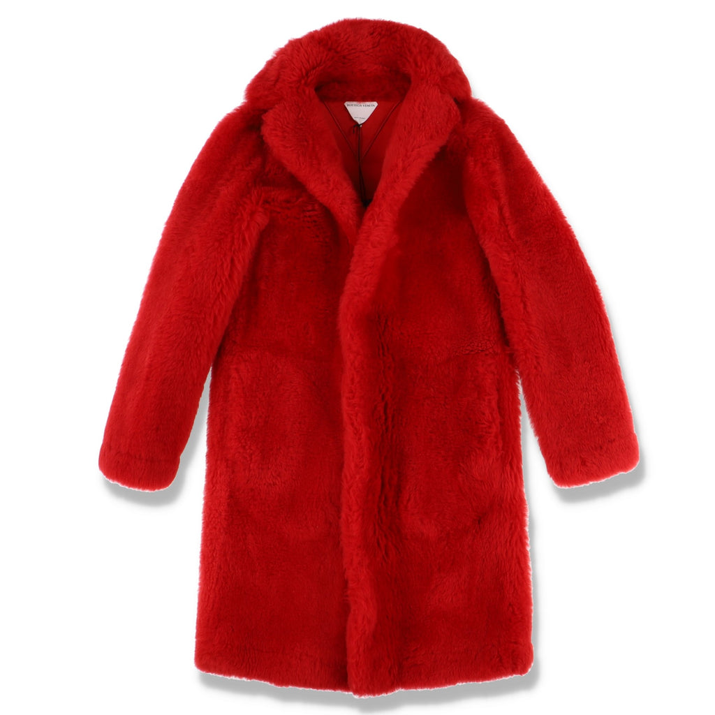Bottega Veneta Red Teddy Shearling Coat