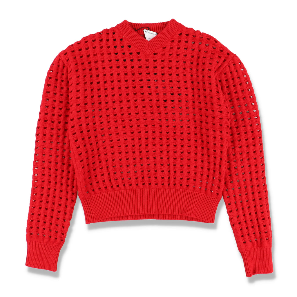 Bottega Veneta Red Open-Knit Sweater