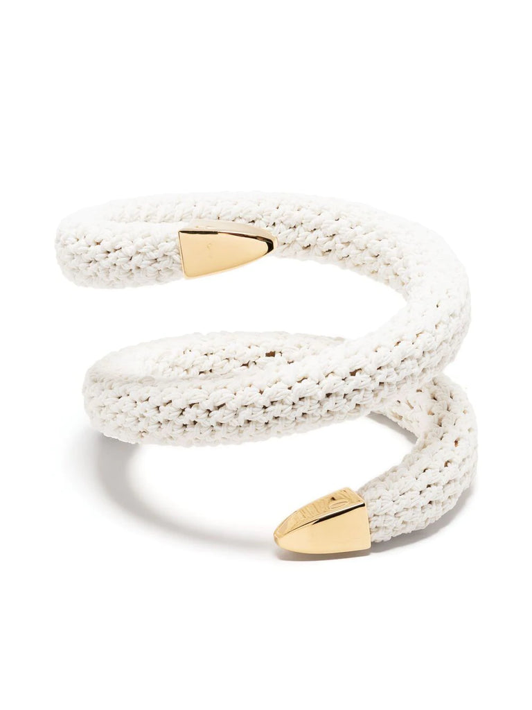 Bottega Veneta White Crochet Spiral Cuff Bracelet