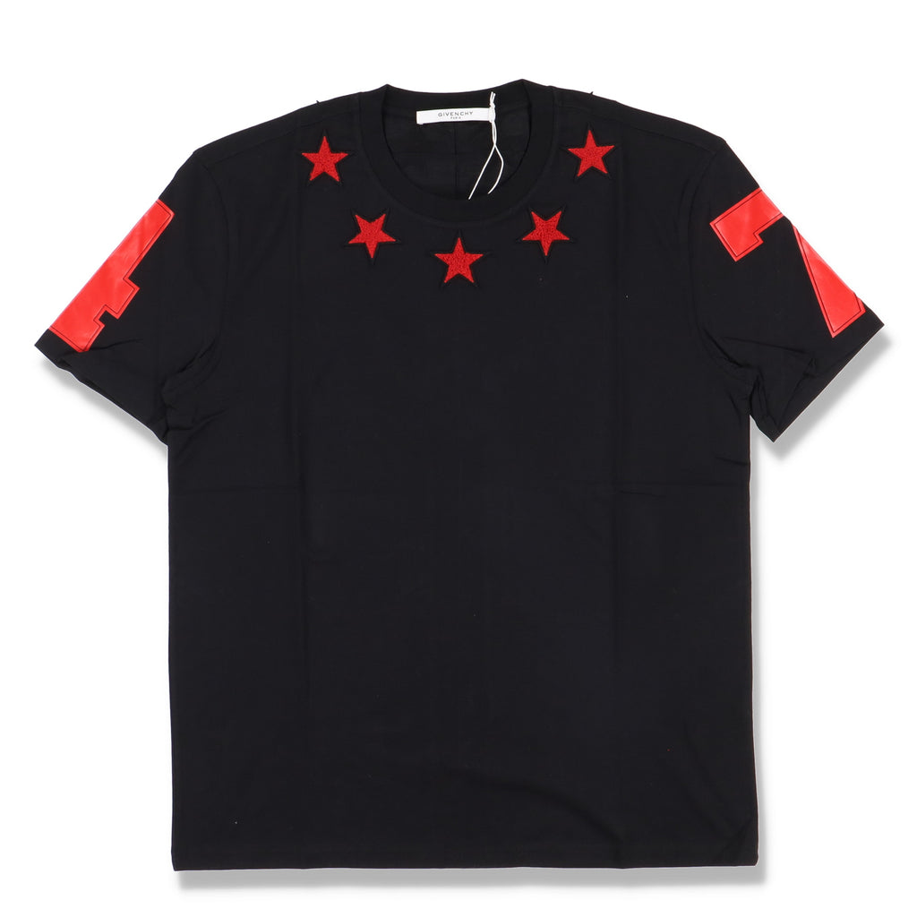 Givenchy Black and Red Felt 5 Stars T-Shirt