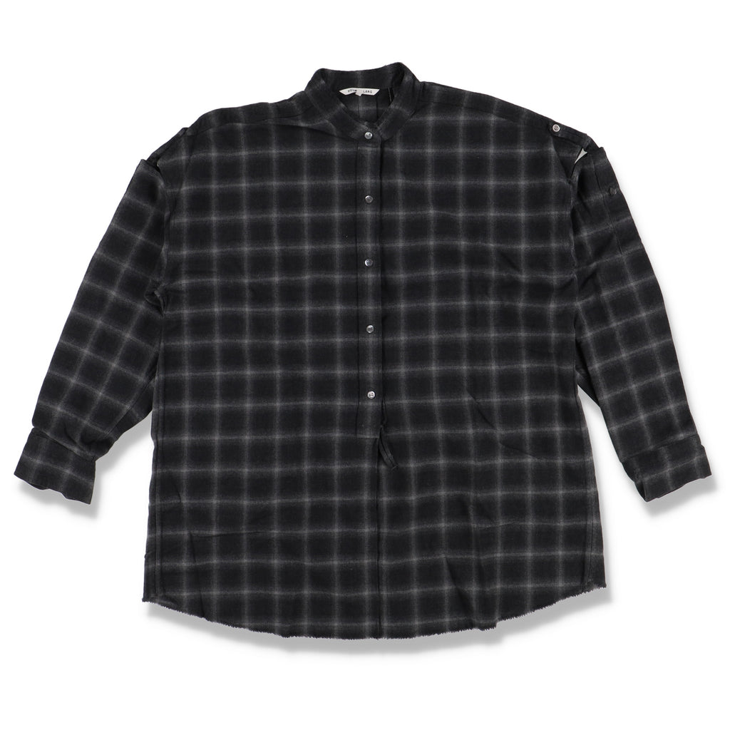 Helmut Lang Charcoal Grey Check Shoulder Tab Wool Shirt