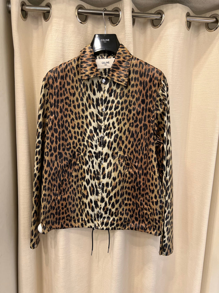 Celine Leopard Print Nylon Coach Jacket