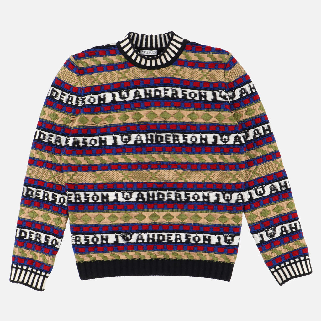 JW Anderson Striped Intarsia Merino Wool Logo Sweater