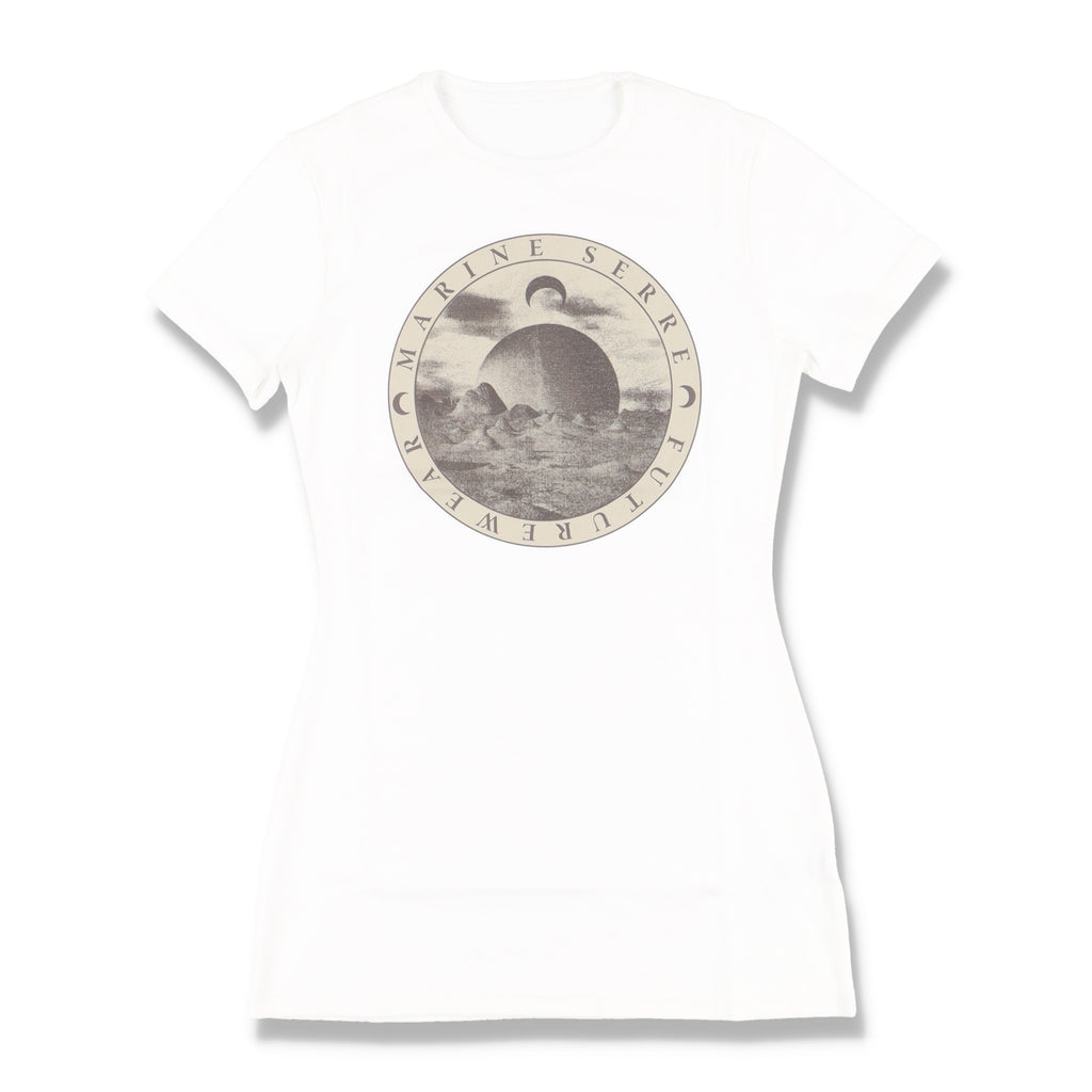 Marine Serre White Moon Logo Print T-Shirt