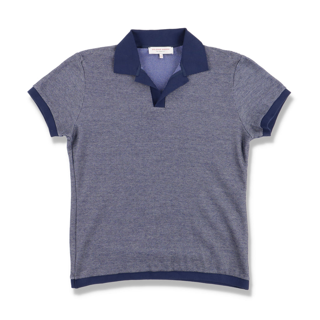 Orlebar Brown Blue Felix Vintage Jacquard Polo Shirt
