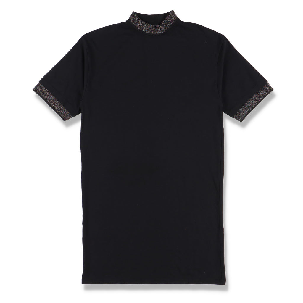 Acne Studios Black Glitter Rib T-Shirt Dress