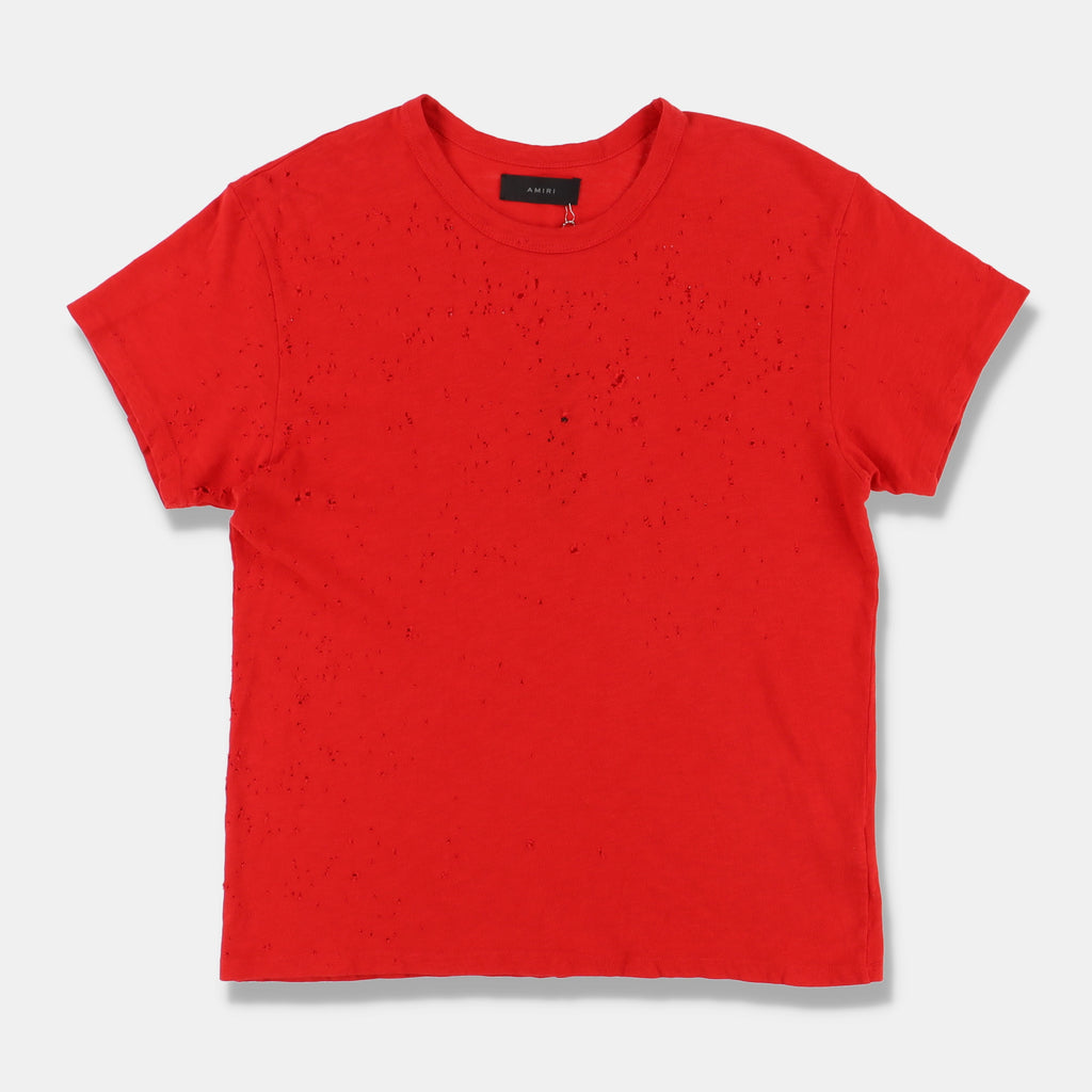 Amiri Red Shotgun Distressed T-Shirt