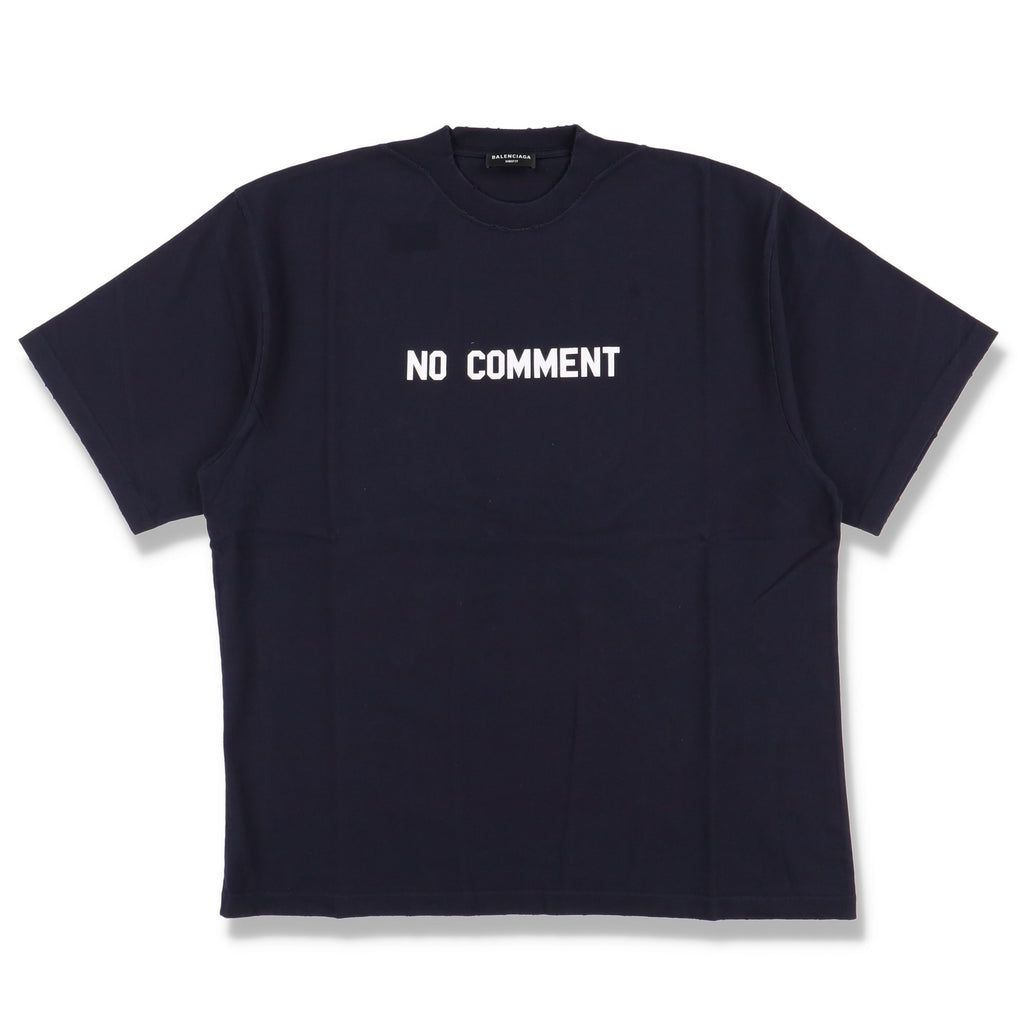 Balenciaga Navy Blue No Comment Oversized T-Shirt