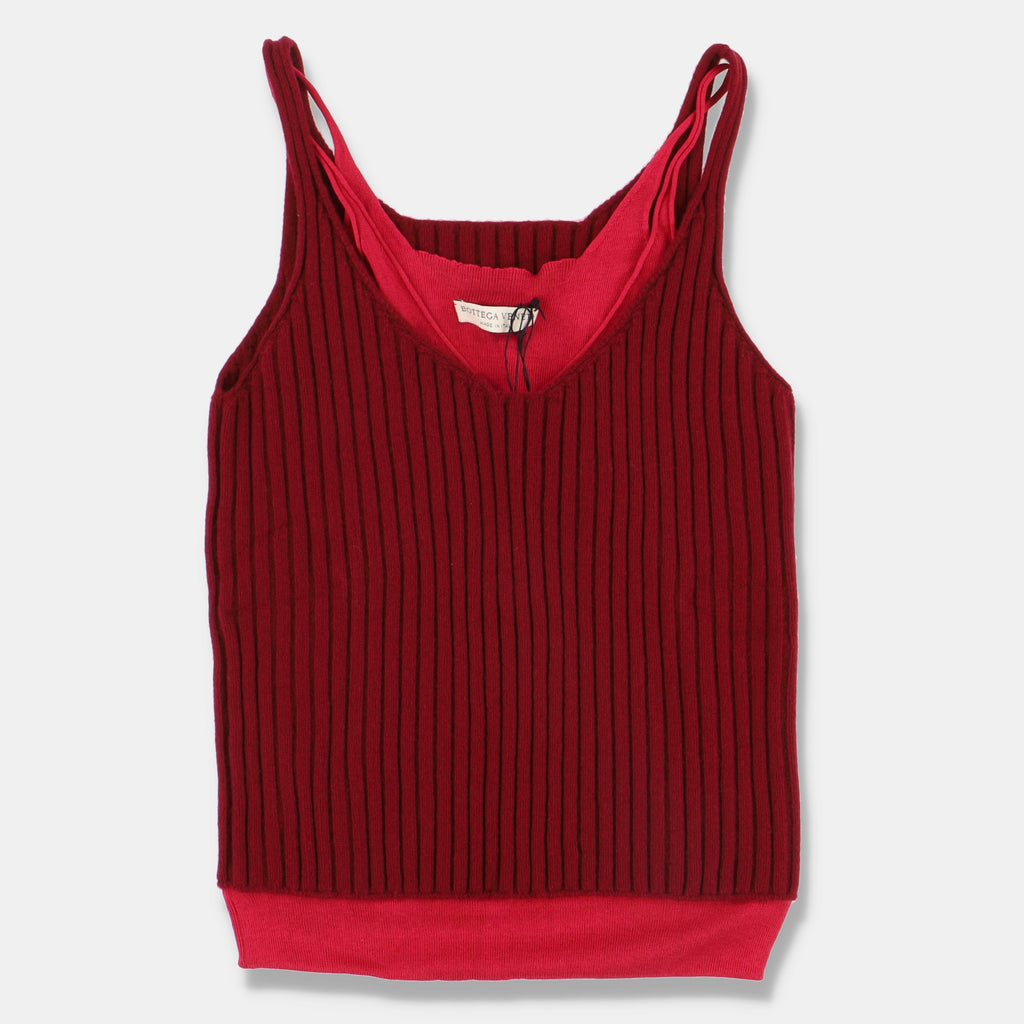Bottega Veneta Burgundy Double Layered Silk and Cashmere Top