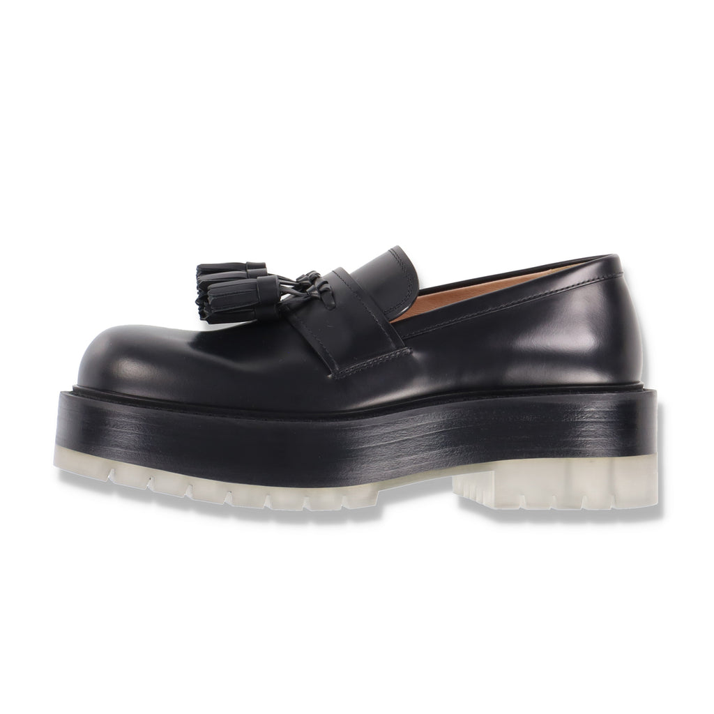 Bottega Veneta Black Stilt Tasselled Platform Leather Shoes