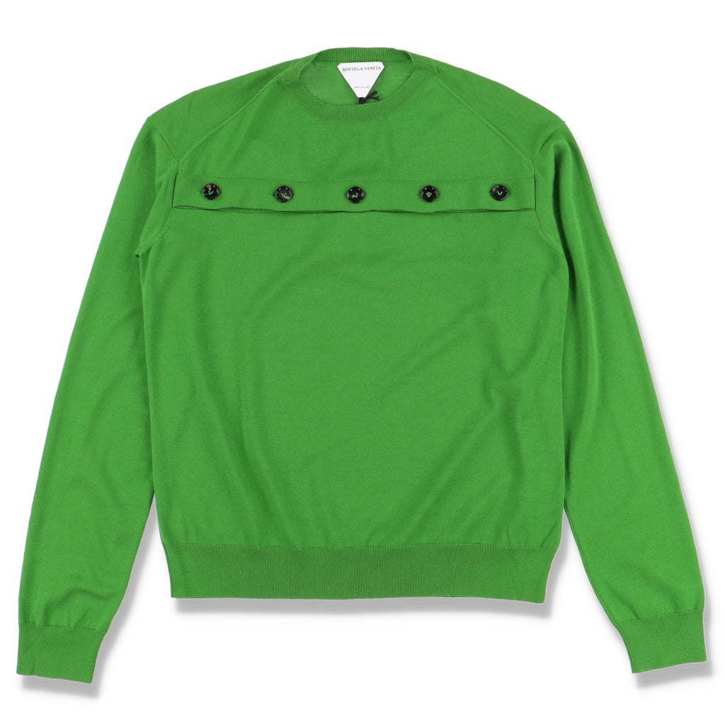Bottega Veneta Green Button Detail Knitted Wool Sweater
