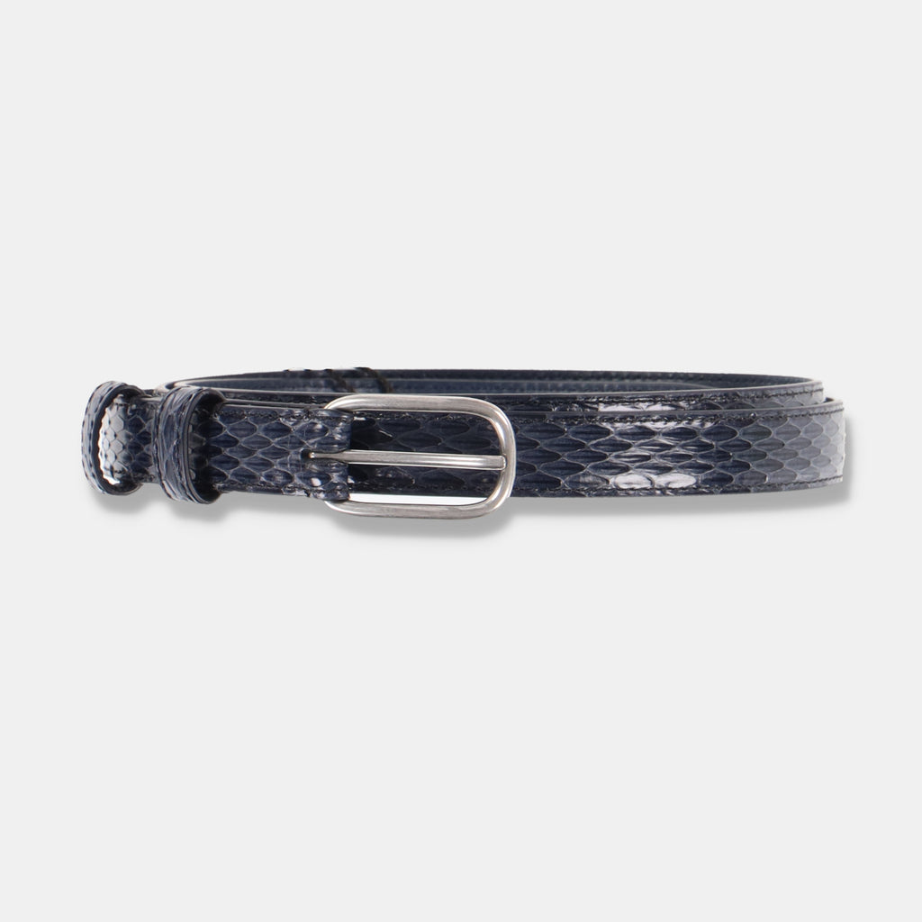 Celine Navy Blue Python Leather Elegant Belt