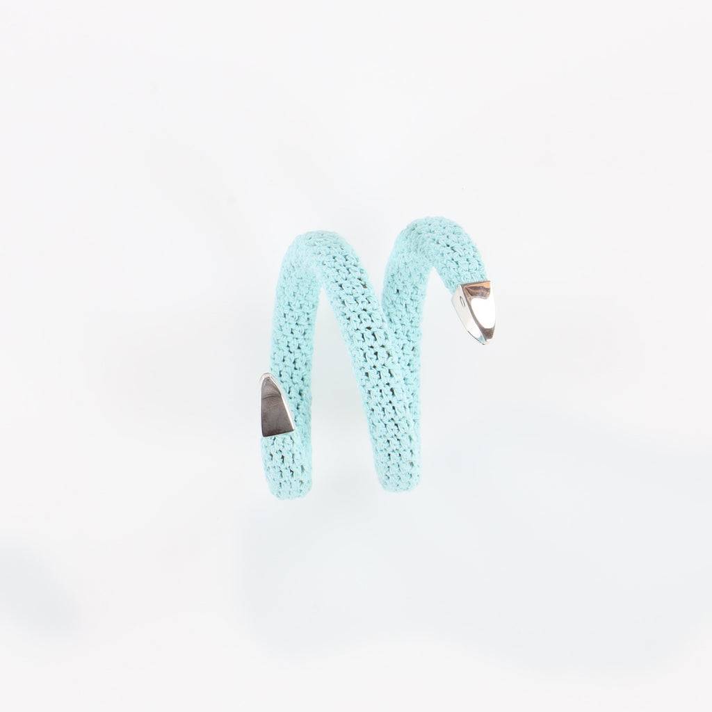 Bottega Veneta Blue Crochet Spiral Cuff Bracelet