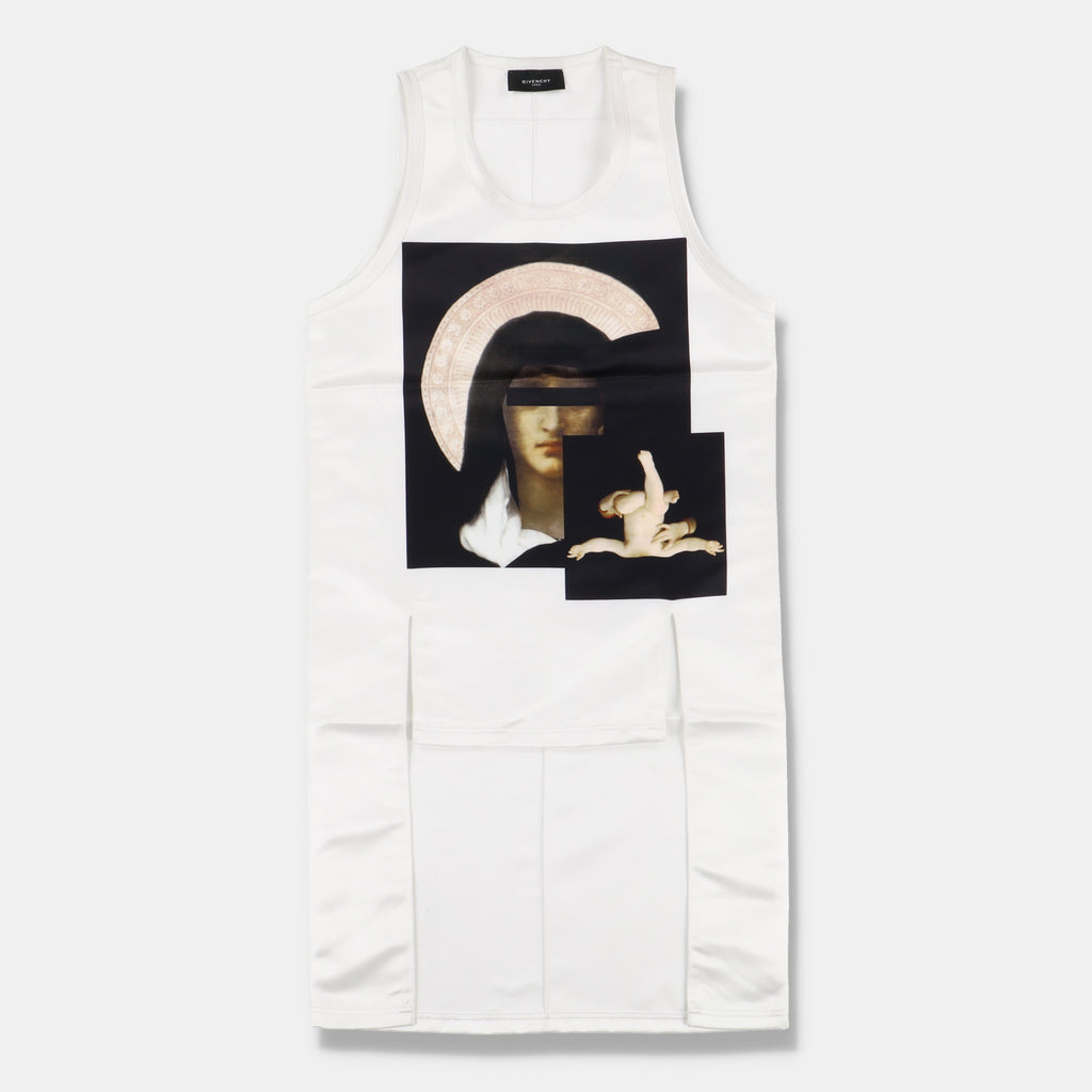 Givenchy White Madonna and Child Satin Tank Top
