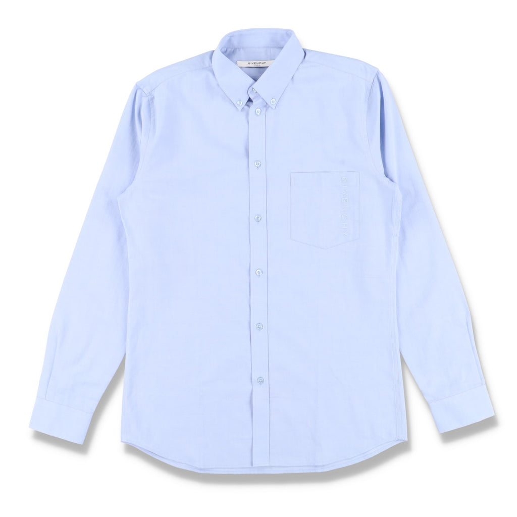 Givenchy Blue Embroidered Logo Pocket Shirt