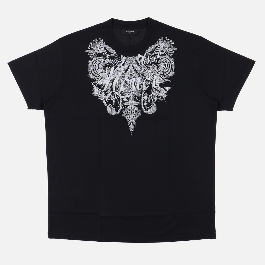 Givenchy Black Honor Tattoo Print T-Shirt