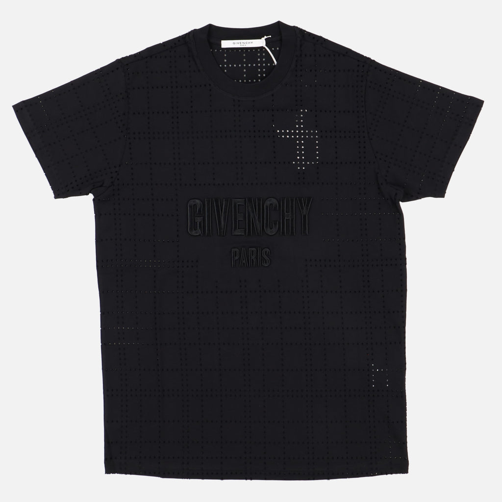 Givenchy Black Laser Cut Embroidered Logo T-Shirt