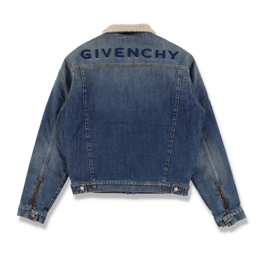 Givenchy Blue Shearling Back Logo Denim Jacket