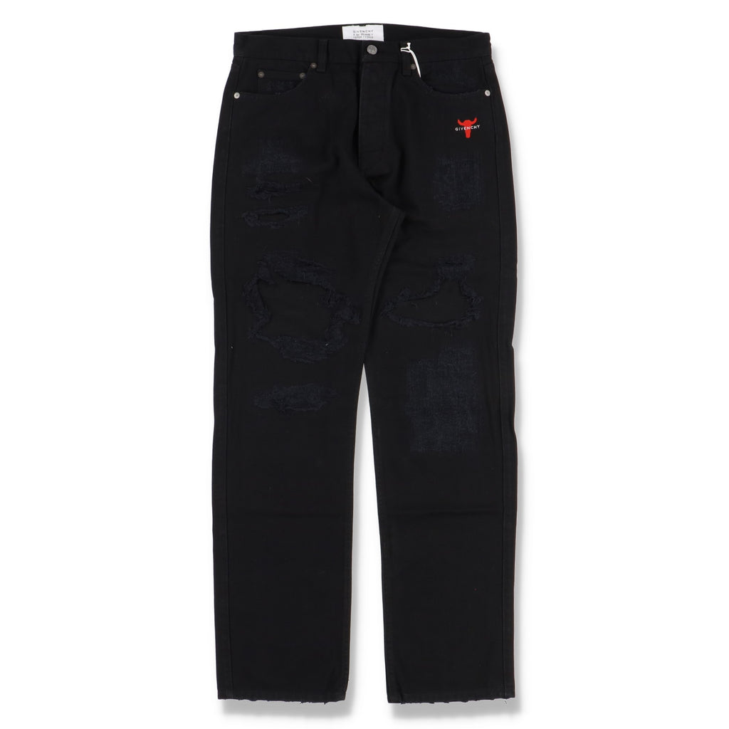 Givenchy Black Year Of The Ox Distressed Straight Jeans
