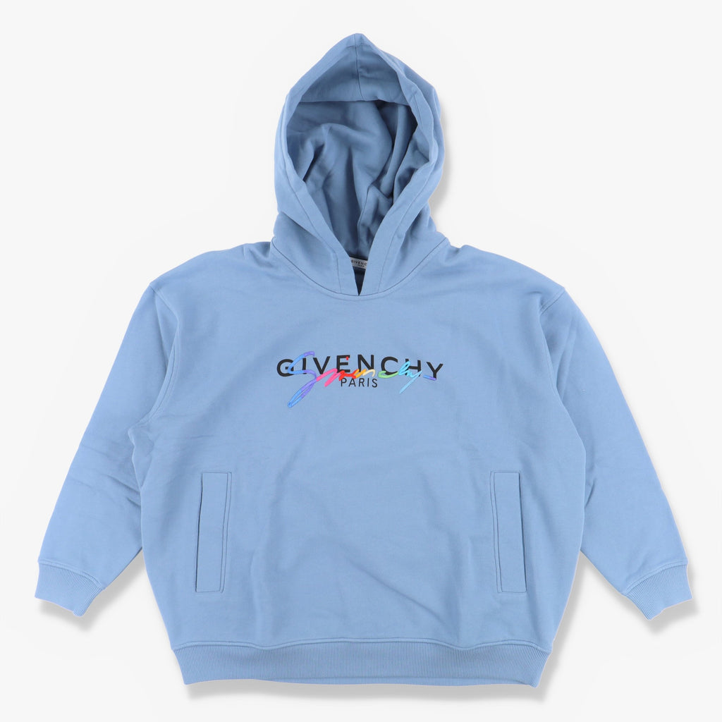 Givenchy Baby Blue Rainbow Signature Logo Hoodie