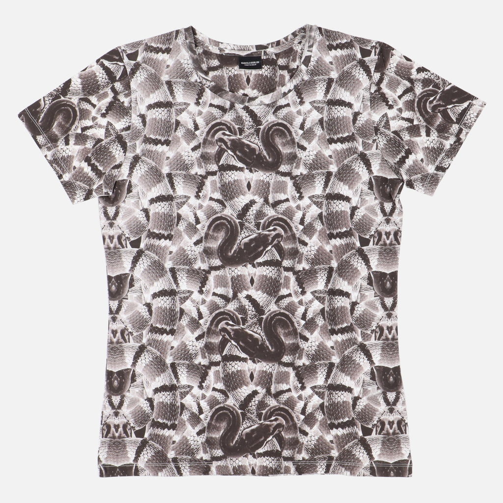 Marcelo Burlon Brown Full Snake Print T-Shirt