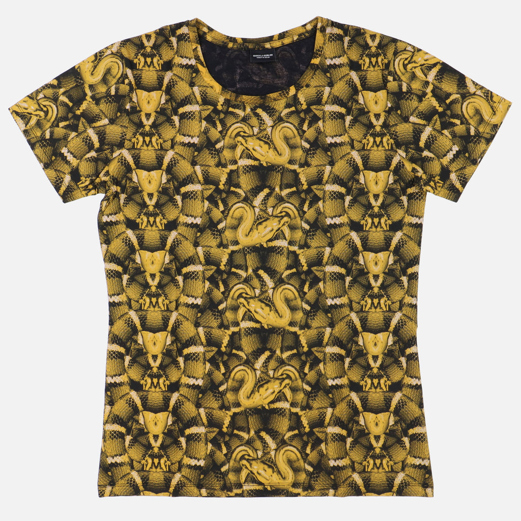 Marcelo Burlon Yellow Full Snake Print T-Shirt