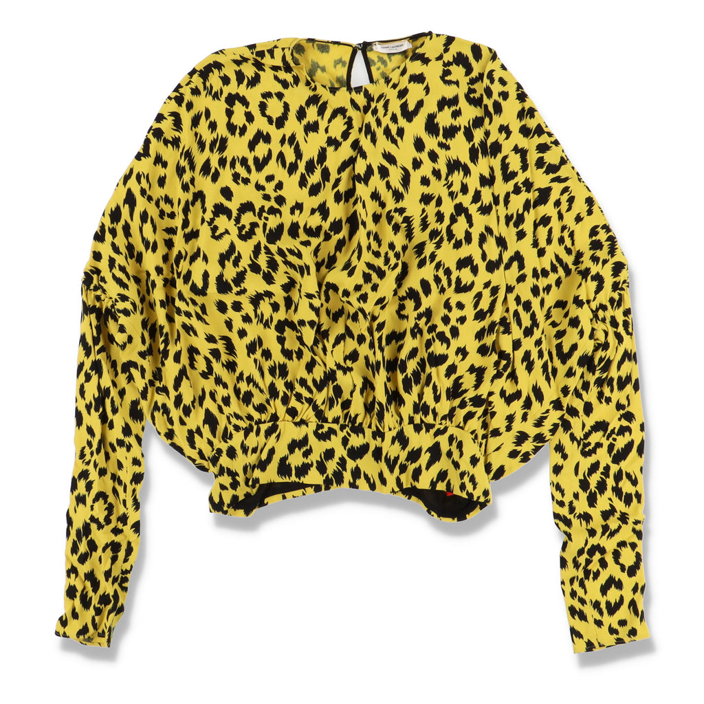 Saint Laurent Paris 1 of 1 Yellow Leopard Print Viscose Top
