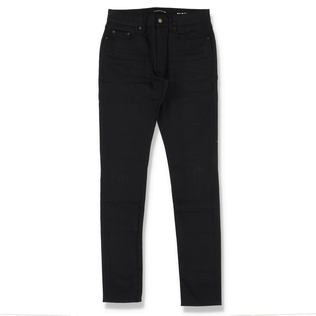 Saint Laurent Paris D24 Worn Black Creased Skinny Mid-Rise Jeans