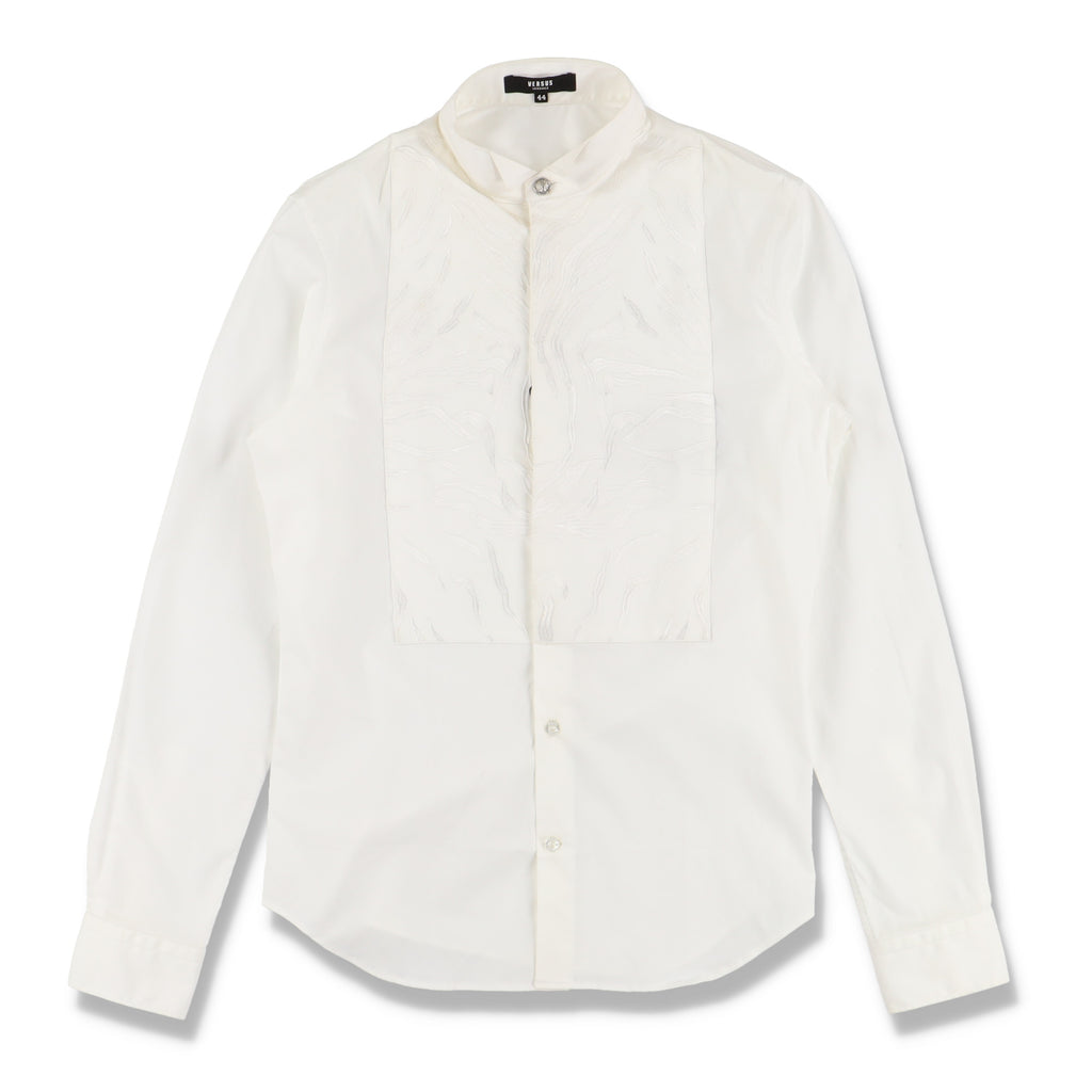 Versace Versus White Embroidered Lion Wingtip Collar Shirt