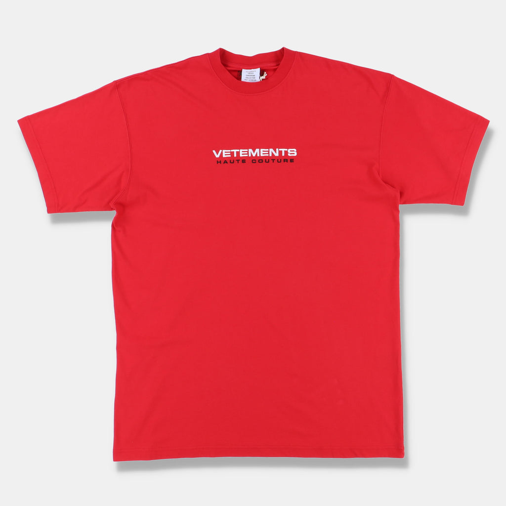 Vetements Red Haute Couture Embroidered Logo T-Shirt